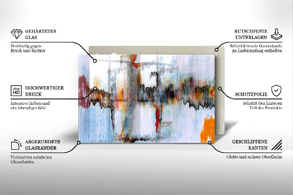 Skleněná deska za sporák Abstrakce barvy