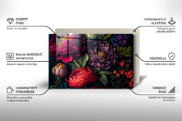 Skleněná deska za sporák Krásné květiny