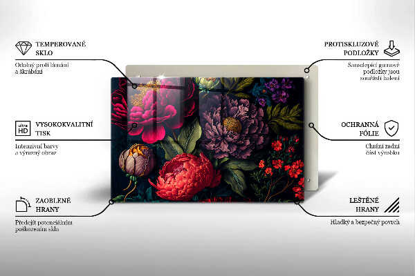 Skleněná deska za sporák Krásné květiny