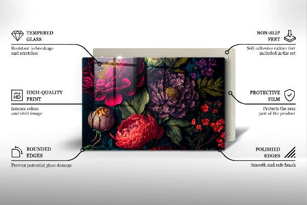 Skleněná deska za sporák Krásné květiny