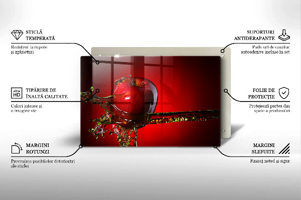 Skleněná deska za sporák Apple ovoce ve vodě