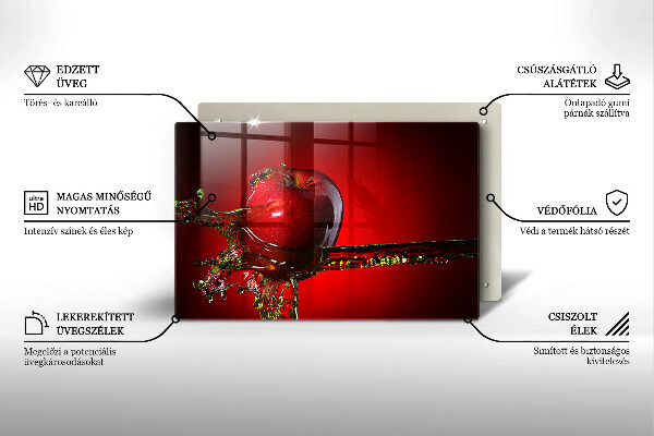 Skleněná deska za sporák Apple ovoce ve vodě