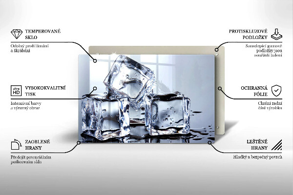 Skleněná deska za sporák Ledové kostky