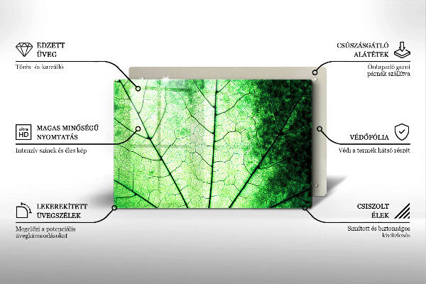 Skleněná deska za sporák Dekorativní žilnatý list