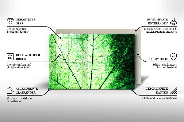 Skleněná deska za sporák Dekorativní žilnatý list