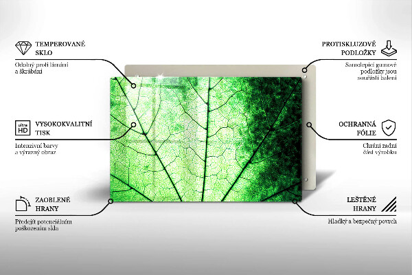 Skleněná deska za sporák Dekorativní žilnatý list