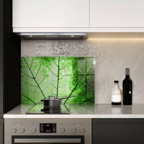 Skleněná deska za sporák Dekorativní žilnatý list