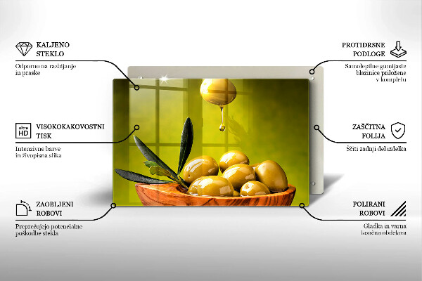 Skleněná deska za sporák Chutné olivy