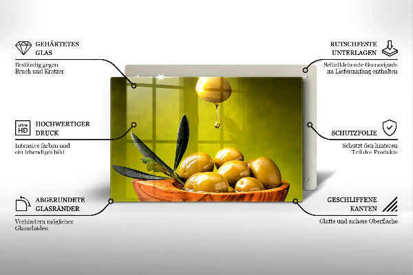 Skleněná deska za sporák Chutné olivy