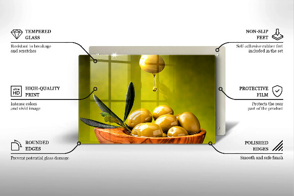Skleněná deska za sporák Chutné olivy