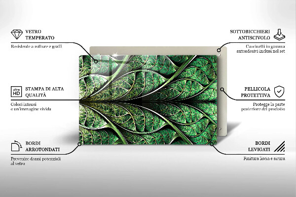 Skleněná deska za sporák Struktura žilek listu