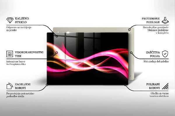 Skleněná deska za sporák Abstraktní neonový kouř