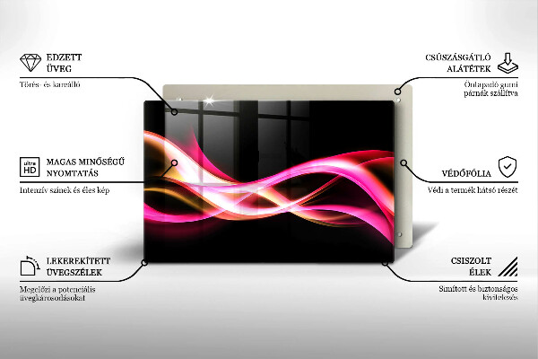 Skleněná deska za sporák Abstraktní neonový kouř