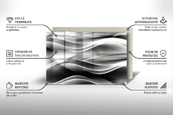Skleněná deska za sporák Abstraktní linie kouře