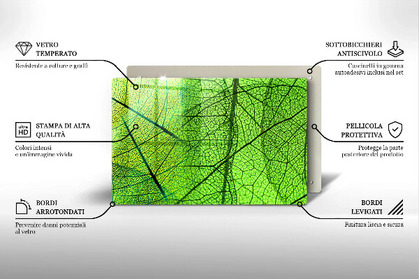 Skleněná deska za sporák Přírodní listové žíly