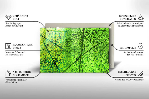 Skleněná deska za sporák Přírodní listové žíly