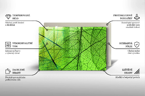 Skleněná deska za sporák Přírodní listové žíly