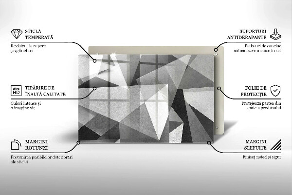 Skleněná deska za sporák Konkrétní ostrá abstrakce