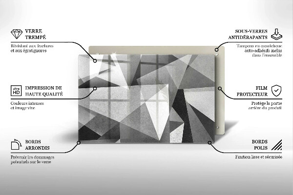 Skleněná deska za sporák Konkrétní ostrá abstrakce