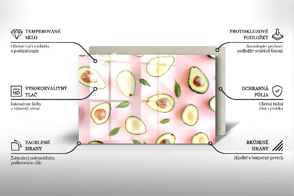 Skleněná deska za sporák Avokádový vzor