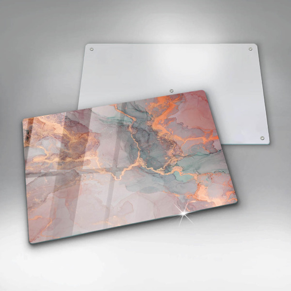 Skleněná deska za sporák Mramor se zlatem