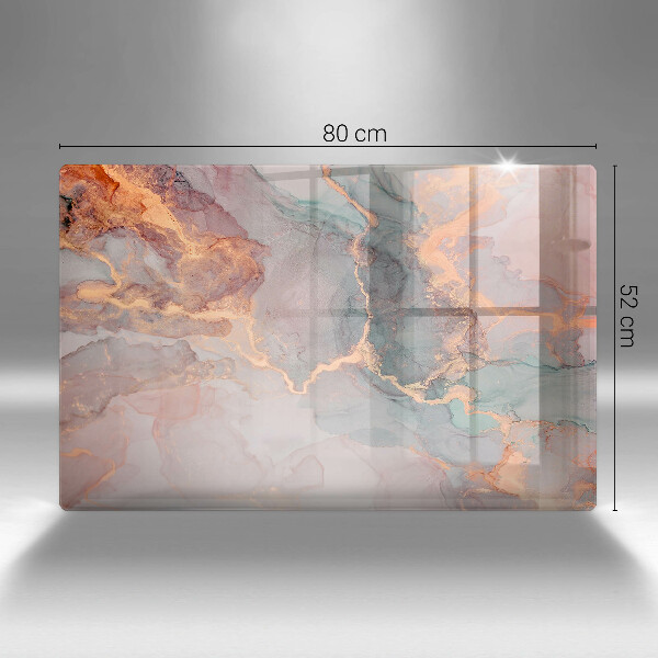 Skleněná deska za sporák Mramor se zlatem