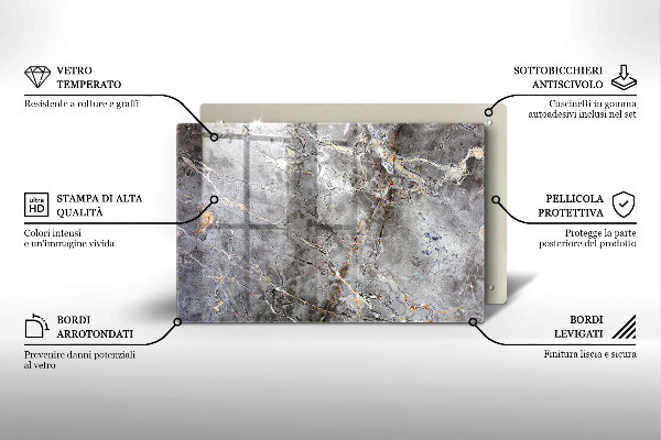Skleněná deska za sporák Textura kamene