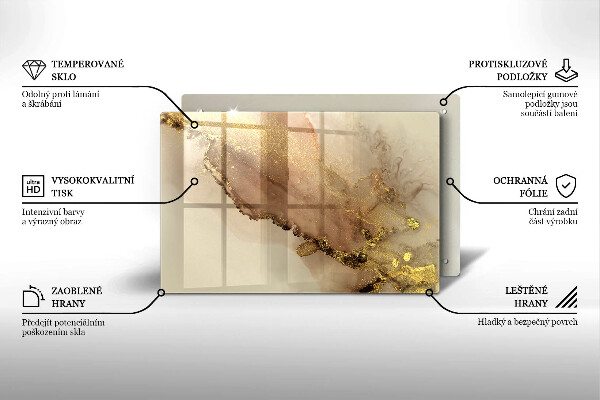 Skleněná deska za sporák Zlatá abstrakce
