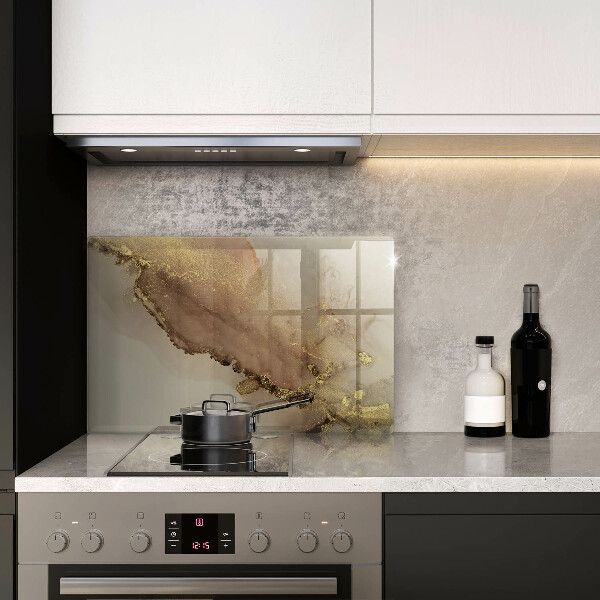 Skleněná deska za sporák Zlatá abstrakce