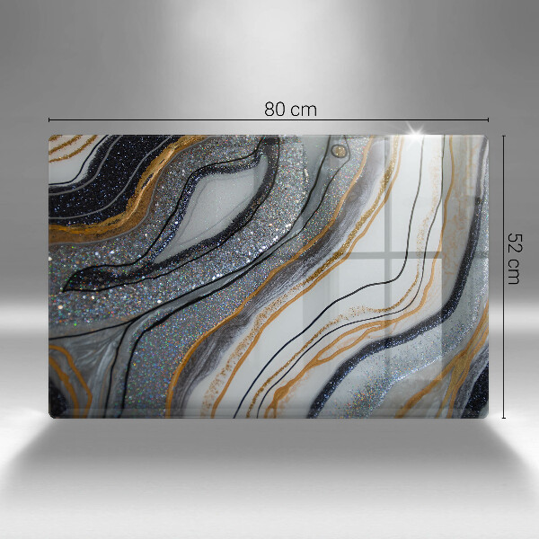 Skleněná deska za sporák skála se zlatem