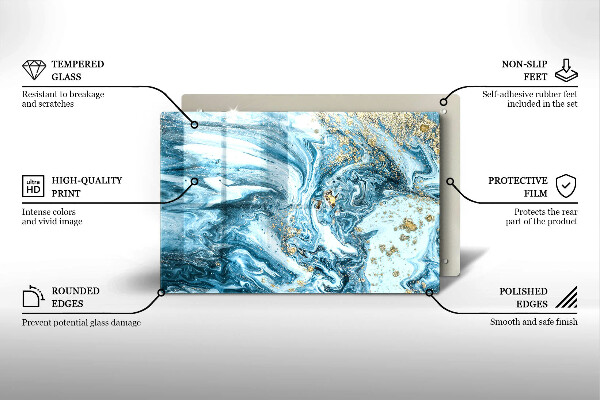 Skleněná deska za sporák Struktura se zlatem