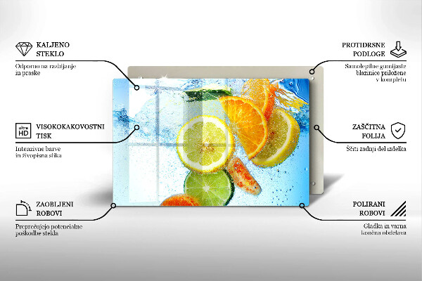 Skleněná deska za sporák Šťavnatá citrusová voda