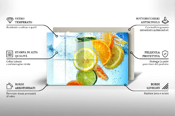 Skleněná deska za sporák Šťavnatá citrusová voda