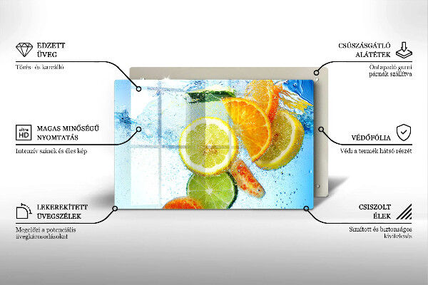 Skleněná deska za sporák Šťavnatá citrusová voda