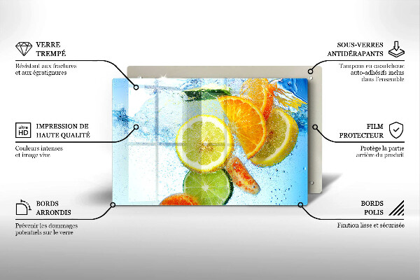 Skleněná deska za sporák Šťavnatá citrusová voda