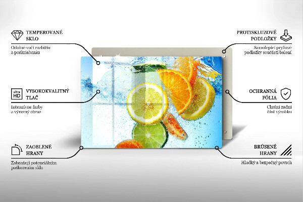 Skleněná deska za sporák Šťavnatá citrusová voda