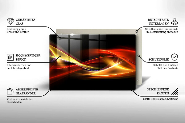 Skleněná deska za sporák Abstraktní kouř a světlo