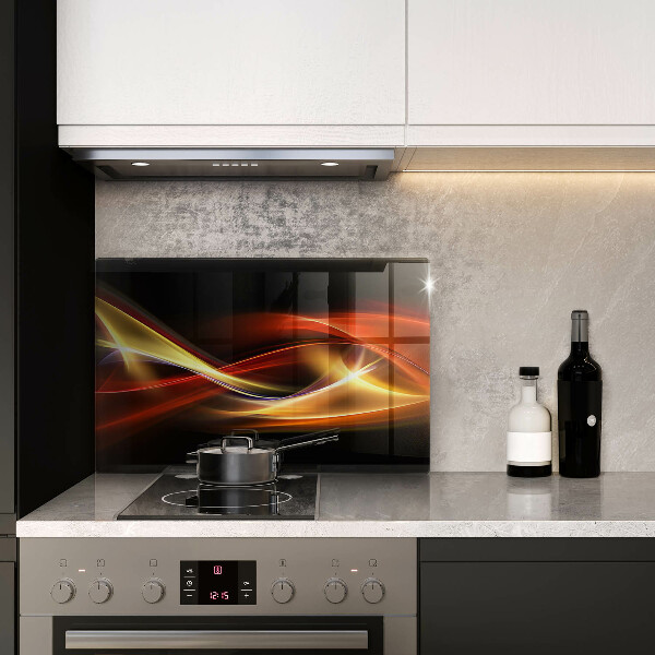 Skleněná deska za sporák Abstraktní kouř a světlo