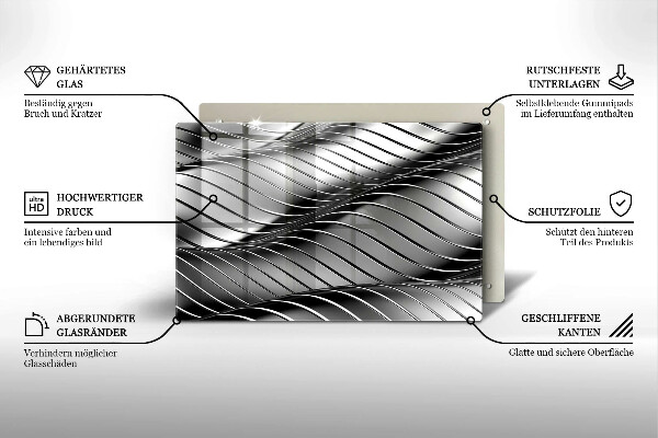 Skleněná deska za sporák 3D kovová konstrukce
