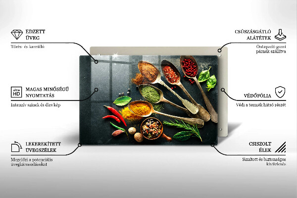 Skleněná deska za sporák Kuchyňské lžíce koření