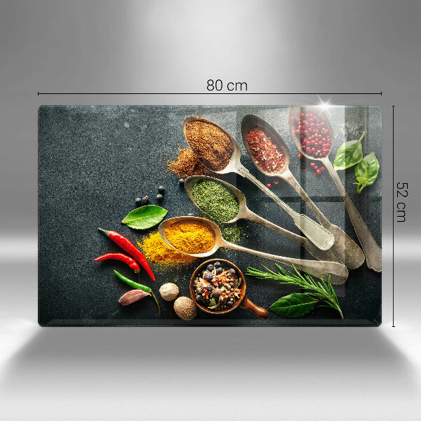 Skleněná deska za sporák Kuchyňské lžíce koření