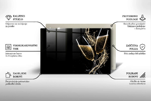 Skleněná deska za sporák Sklenice šampaňského