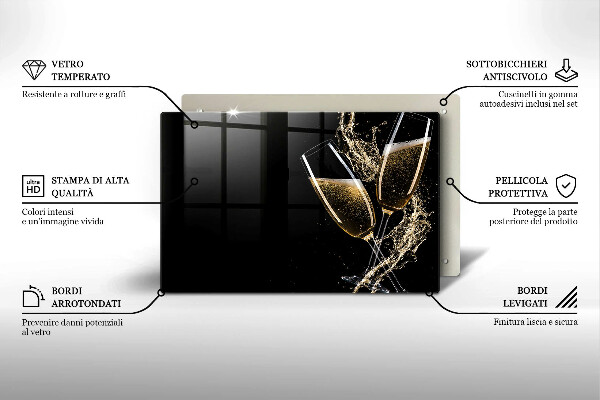 Skleněná deska za sporák Sklenice šampaňského