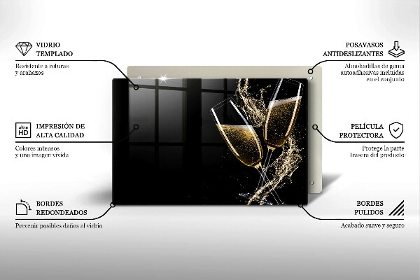 Skleněná deska za sporák Sklenice šampaňského