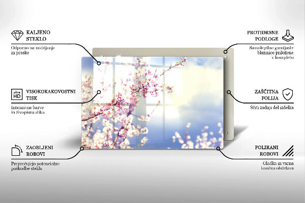 Skleněná deska za sporák Kvetoucí strom