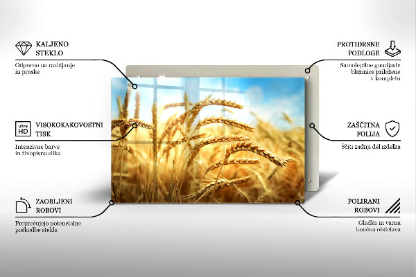 Skleněná deska za sporák Klasy obilovin na poli