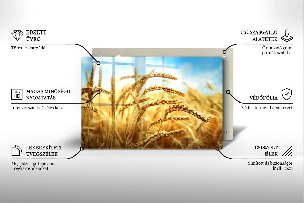 Skleněná deska za sporák Klasy obilovin na poli