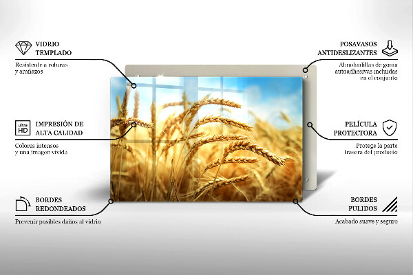 Skleněná deska za sporák Klasy obilovin na poli