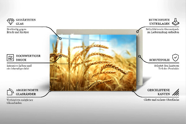 Skleněná deska za sporák Klasy obilovin na poli