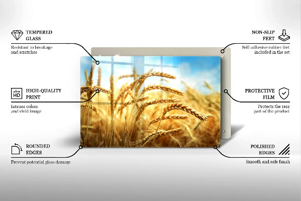 Skleněná deska za sporák Klasy obilovin na poli